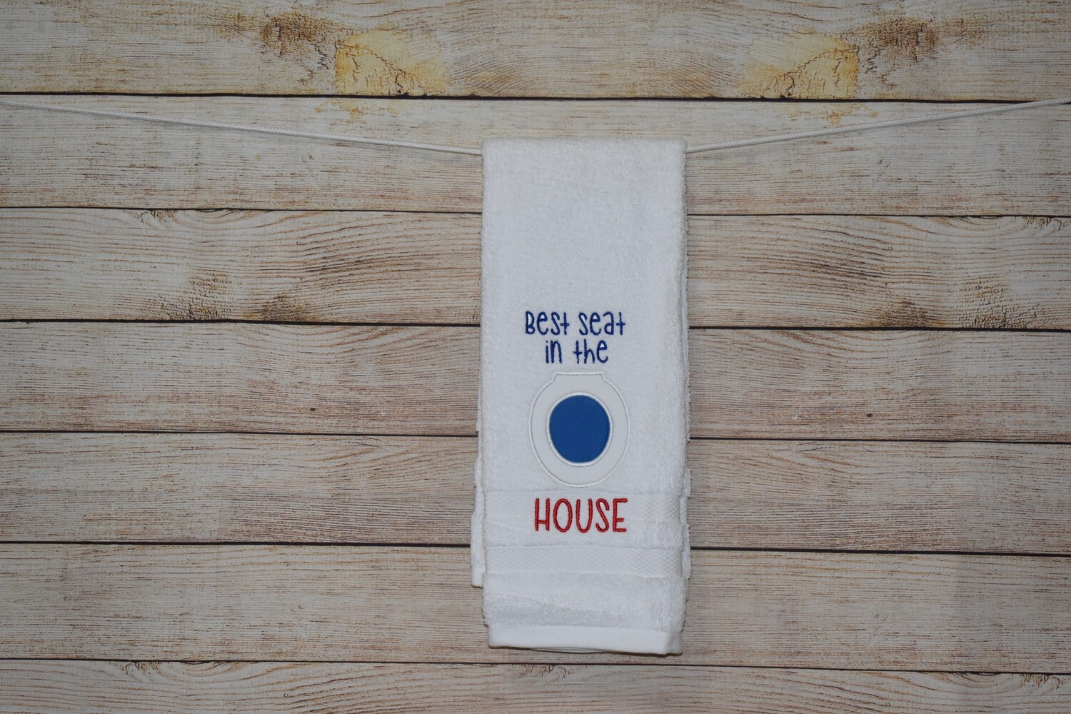 Sassy Embroidered Hand Towels for Bathroom &amp; Kitchen - &quot;Best Seat in the House&quot;