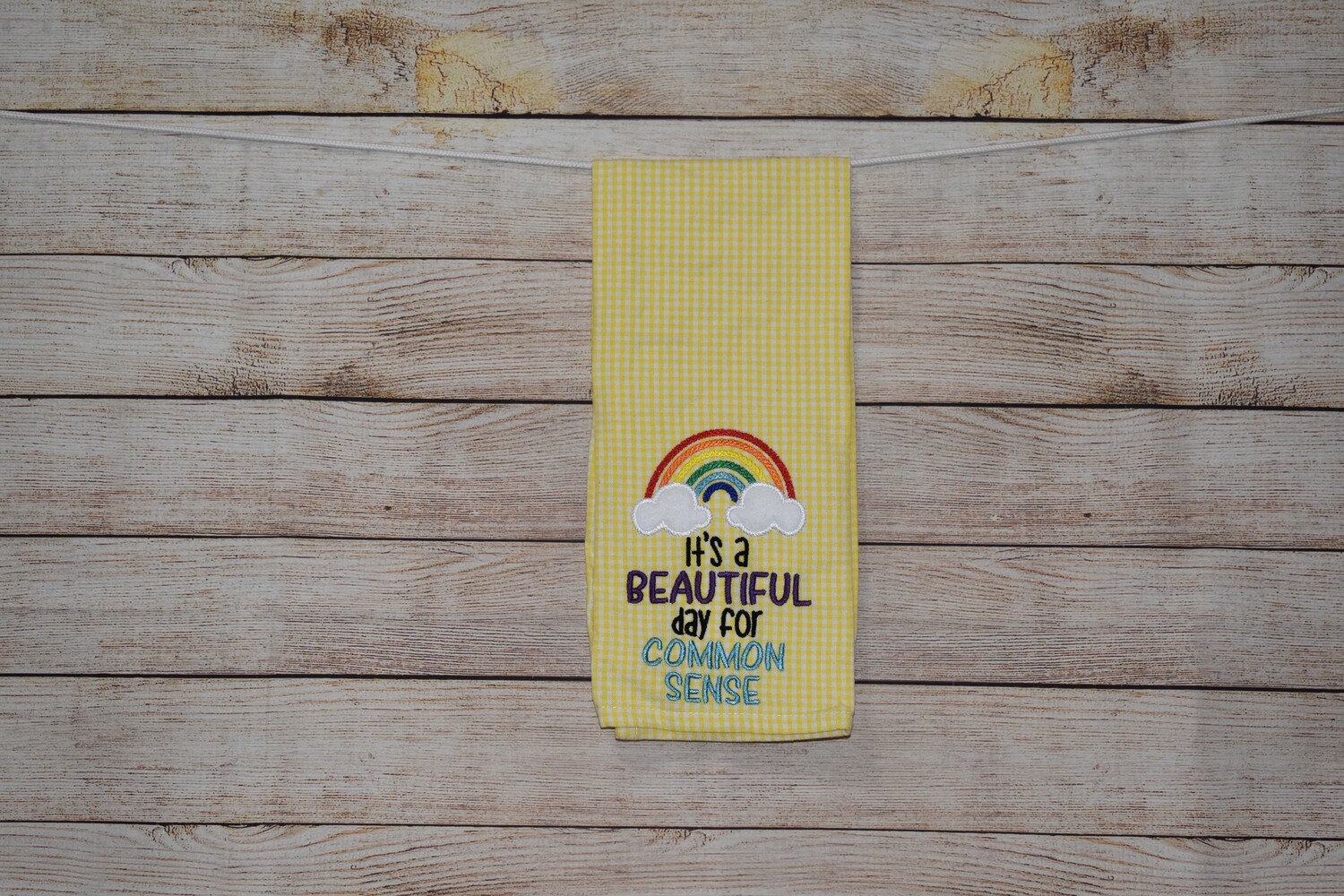 Sassy Embroidered Hand Towels for Bathroom &amp; Kitchen - &quot;It&#39;s a beautiful day for Common Sense&quot;