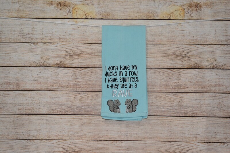 Sassy Embroidered Hand Towels for Bathroom &amp; Kitchen - Squirrels