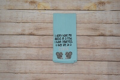 Sassy Embroidered Hand Towels for Bathroom &amp; Kitchen - Squirrels