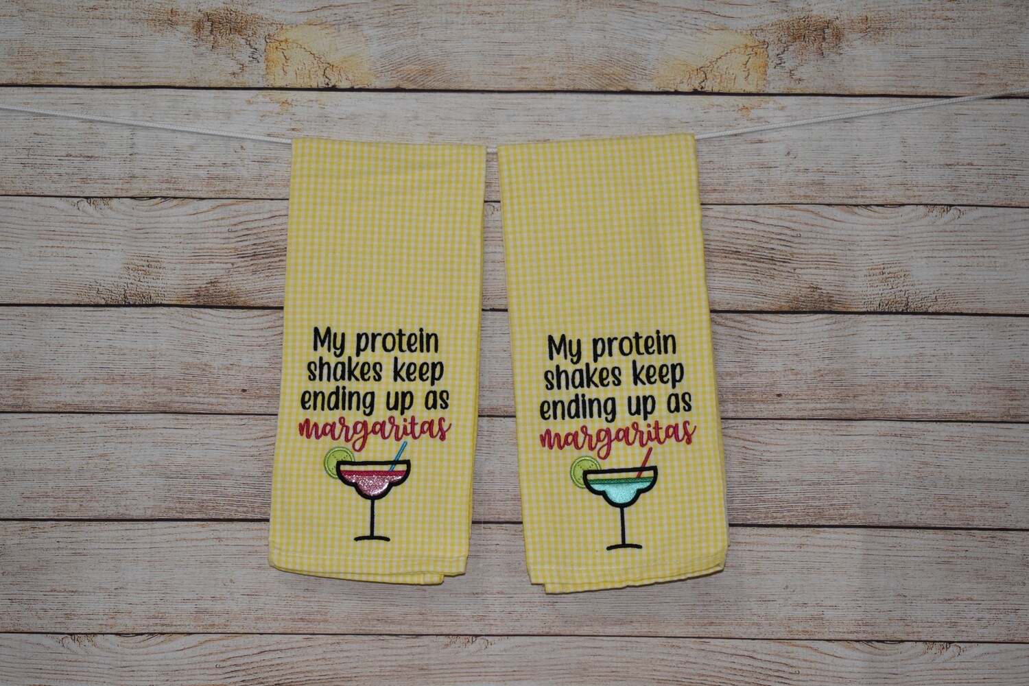 Sassy Embroidered Hand Towels for Bathroom &amp; Kitchen - Protein Shakes