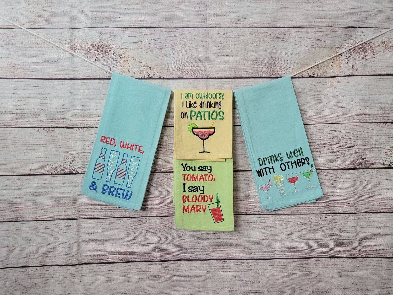 Choose Your Boozy Towel – Funny Alcohol Kitchen Towels – Wine, Beer, Cocktail Sayings – Snarky Hostess or Bar Gift