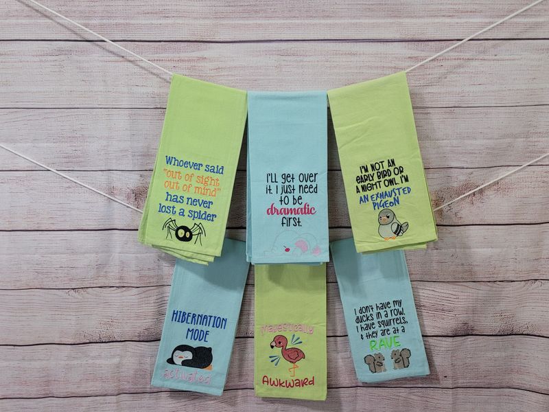 Relatable Animal Humor Towels – Dramatic, Sleepy, Awkward &amp; Tired – Choose Your Favorite Funny Quote