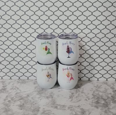 Beach Please Mermaid Wine Tumbler – Funny Sublimated Gift for Beach Lovers