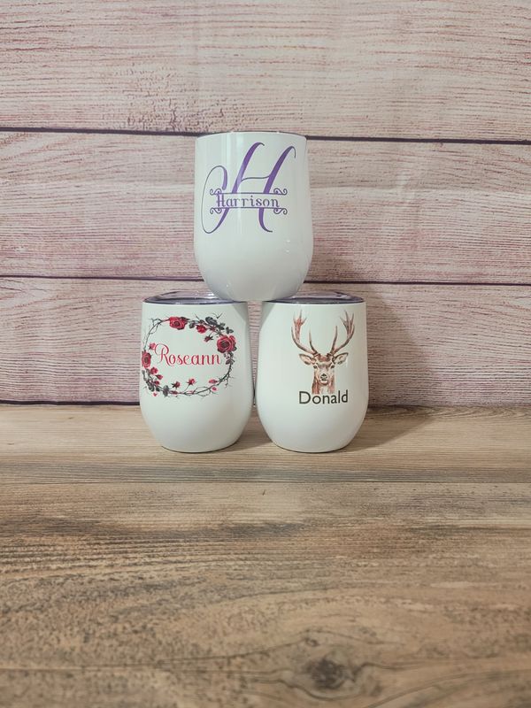 Custom Wine Tumbler – Add Your Photo, Monogram, or Design – Personalized Gift
