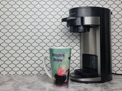 Witch’s Brew 17 oz Latte Mug – Halloween Coffee Cup with Witch Cauldron Design