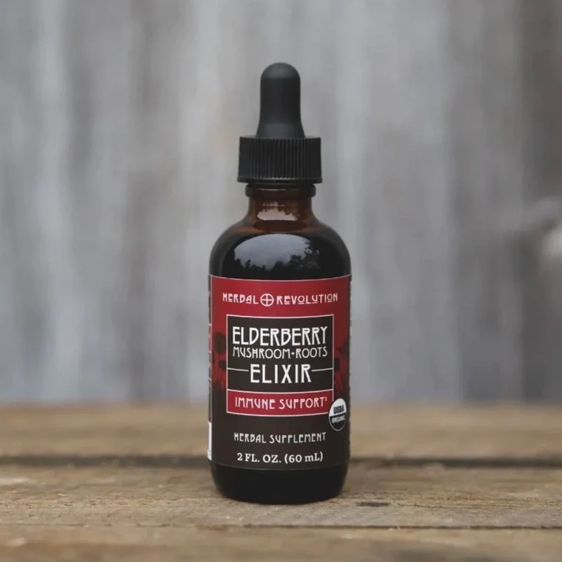Elderberry + Mushroom &amp; Roots Elixir 2 oz., HR