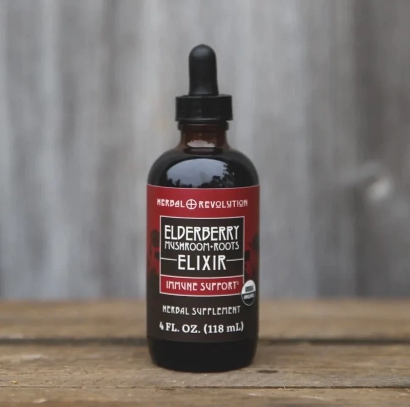 Elderberry + Mushroom &amp; Roots Elixir 4 oz., HR