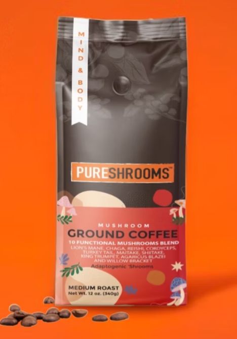 Mushroom Ground Coffee, PureShrooms
