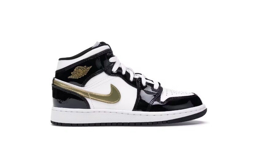 Air Jordan 1 Mid &quot;Patent Black White Gold&quot;