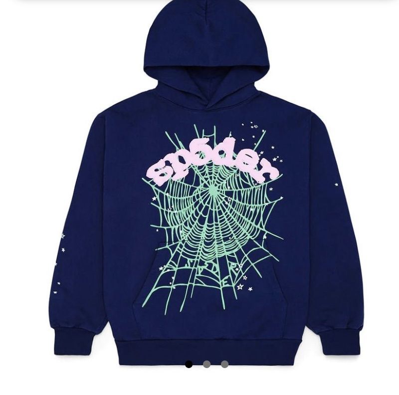 Sp5der OG Web Hoodie Navy &amp; Pink