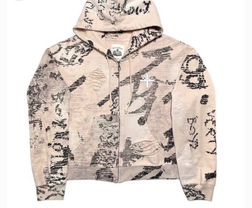 Vertabrae Ivory Graffitti Zip Up Hoodie