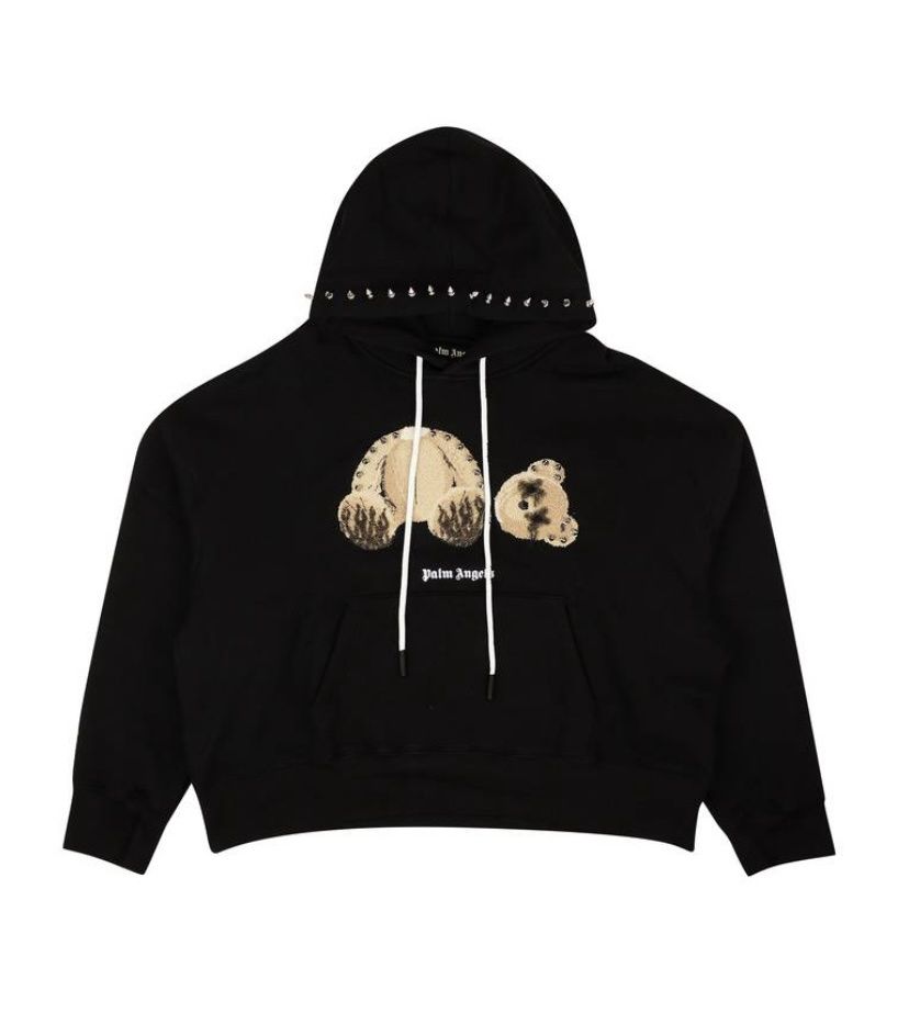 Palm Angels Spike Punk Bear Hoodie “Black Brown”