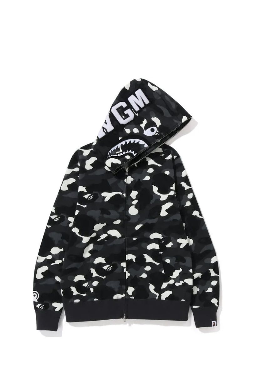 A Bathing Ape City Camo Shark Full Zip Hoodie Black