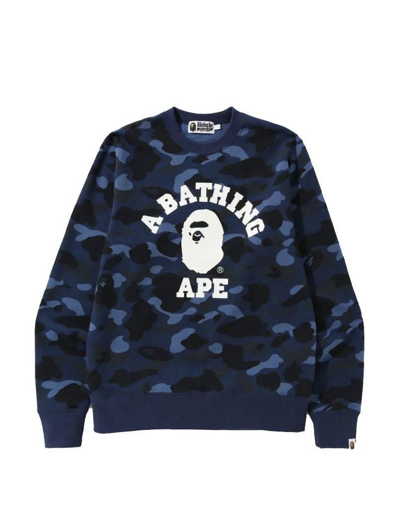 Bape Color Camo College Crewneck Navy