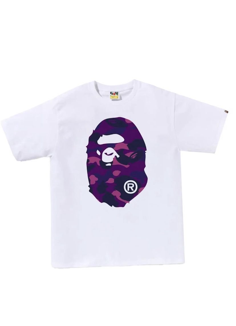 Bape Color Camo Big Ape Head Tee White Purple
