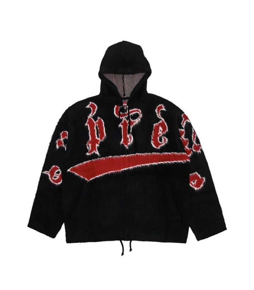 Supreme Accent Brushed Zip Up Hoodie Sweater Black