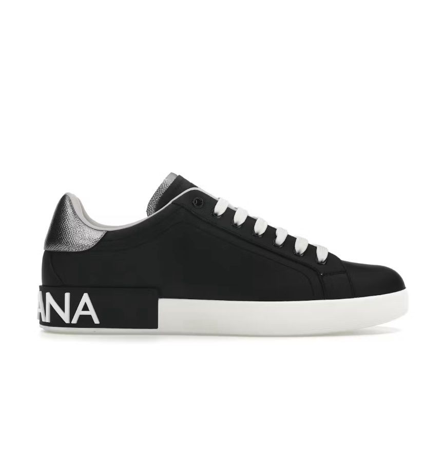Dolce &amp; Gabbana Leather Logo Low-Tops “Black White”