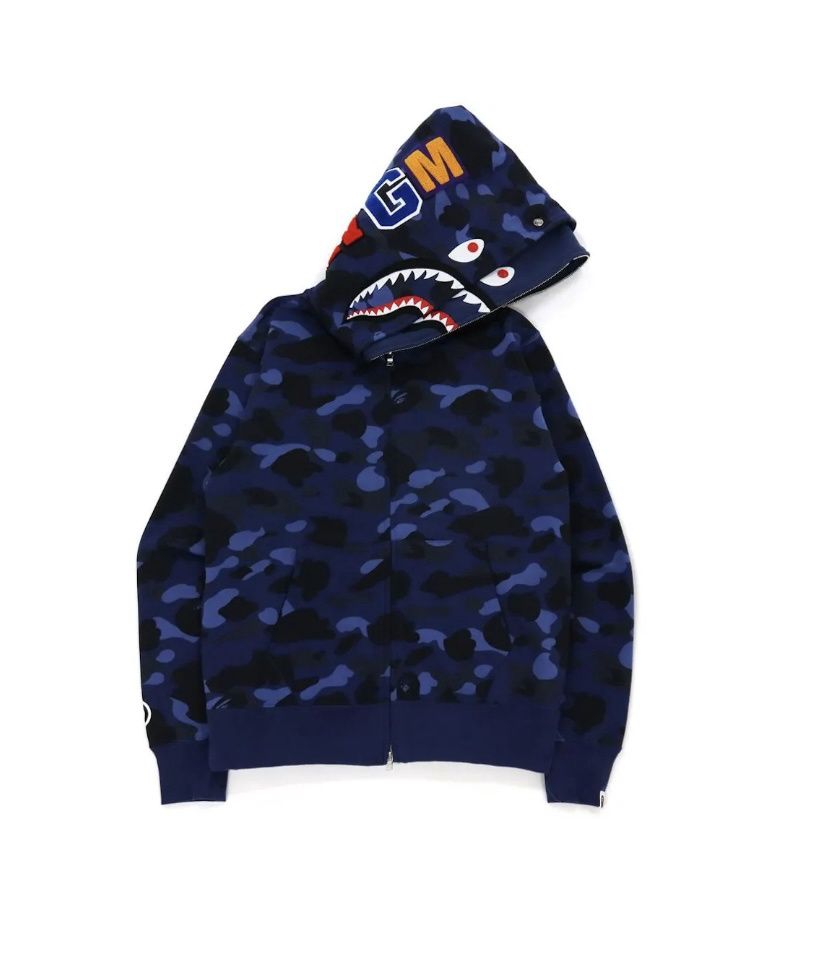 A Bathing Ape Color Camo Shark Wide Pullover Navy