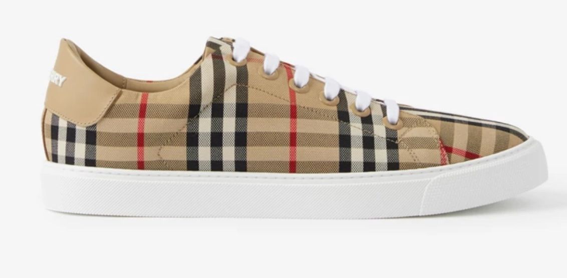 Burberry Check And Leather Sneakers Beige