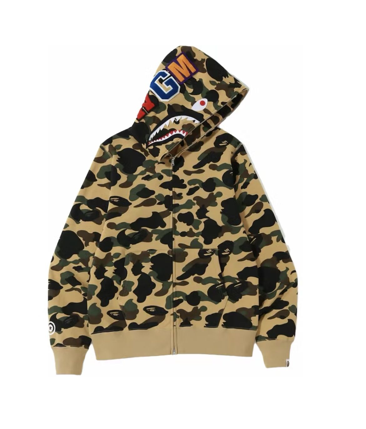 Bape 1ST Camo Shark Full Zip Hoodie Yellow