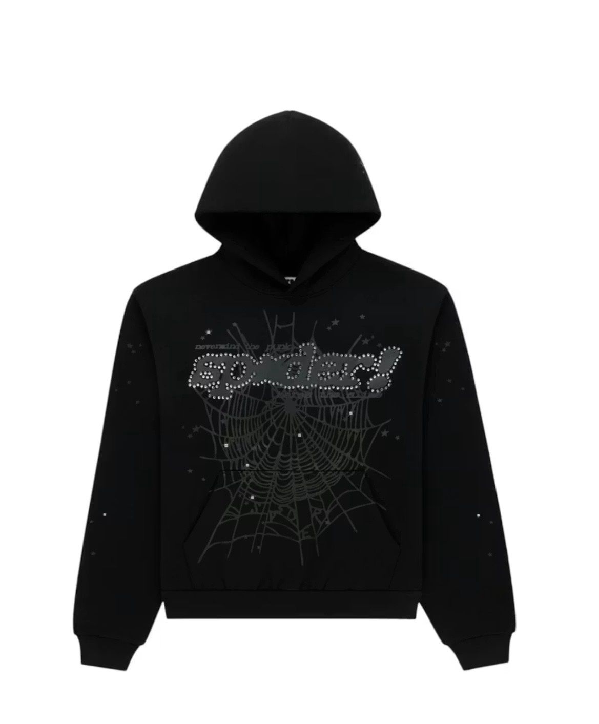 Sp5der Rhinestone Punk V2 Hoodie Black