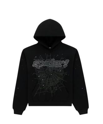 Sp5der Rhinestone Punk V2 Hoodie Black
