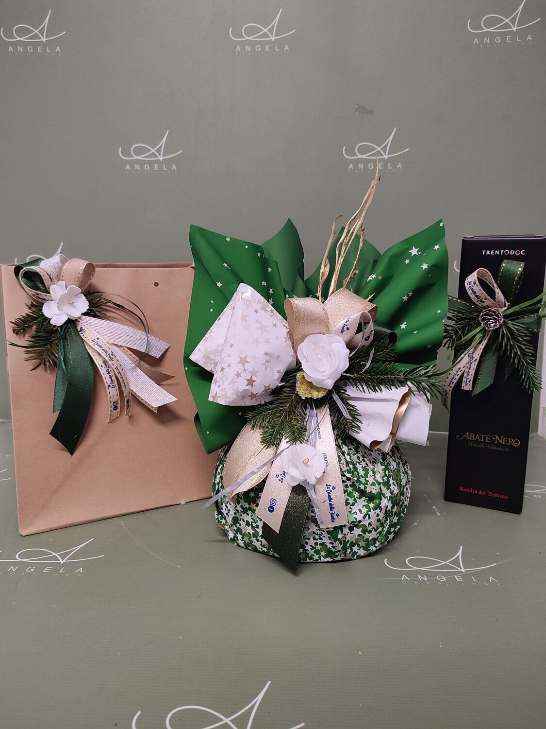 BORSA CON BOTTIGLIA E PANETTONE ARTIGIANALE