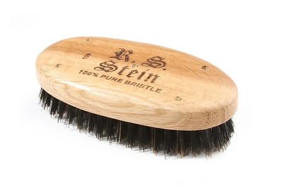 R.S. Stein 109 Oak Wood Military Oval Hairbrush with Firm Natural Bristles