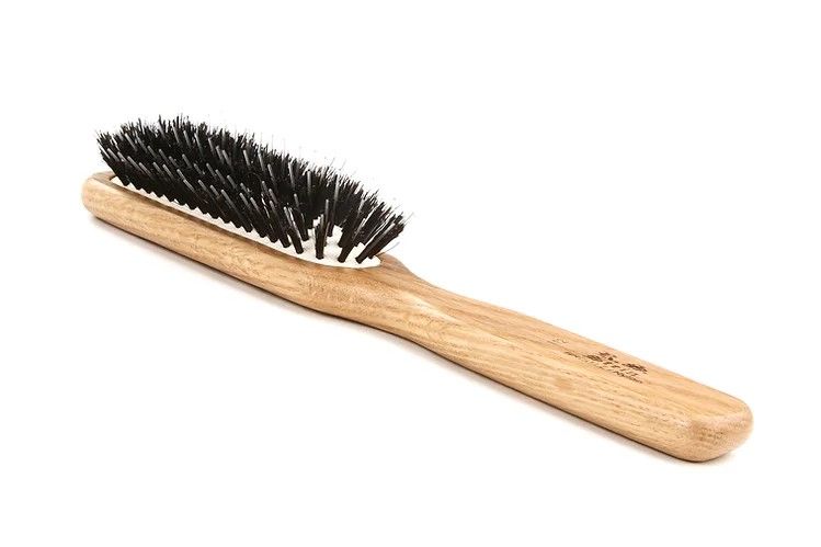 R.S. Stein 112 Oak Wood 7 Row Hairbrush with Natural Bristle + Nylon Pins