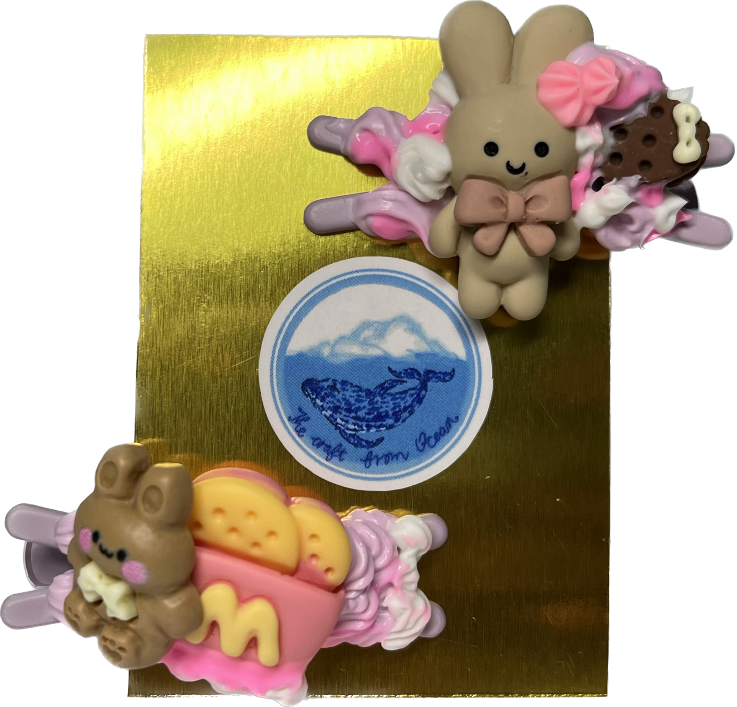 Creamy Bunny Hair Clips