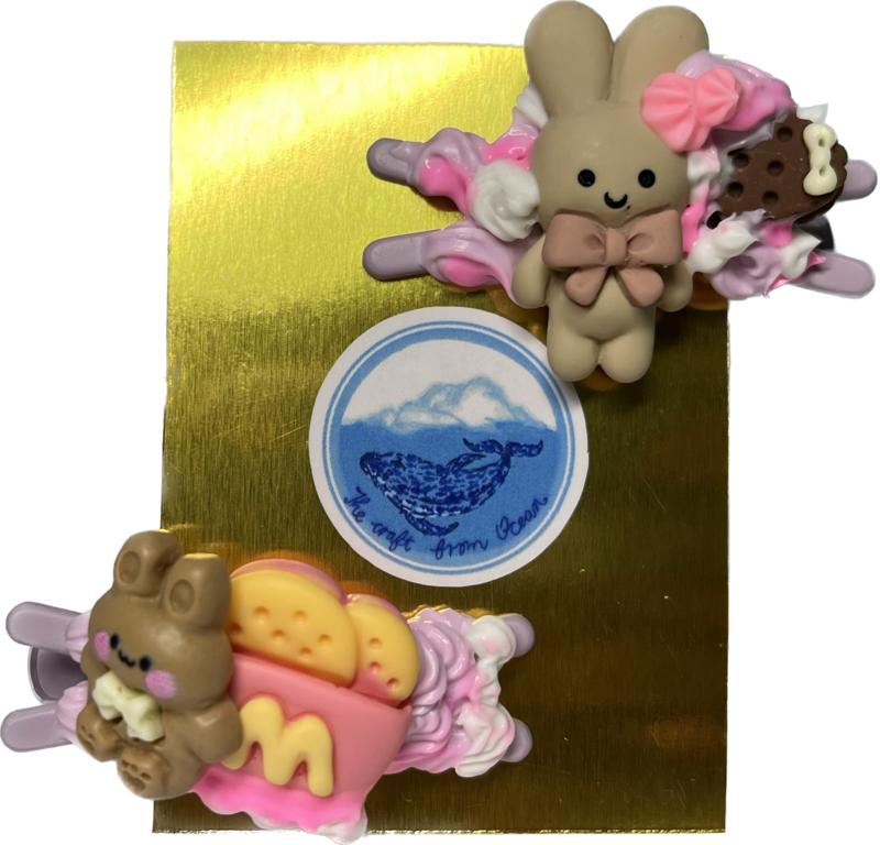 Creamy Bunny Hair Clips