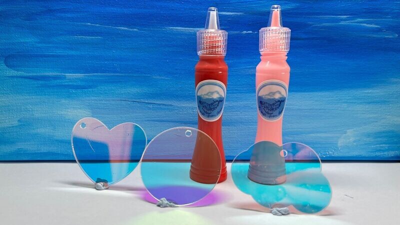 Red and pink Jelly color & Rainbow Acrylic
