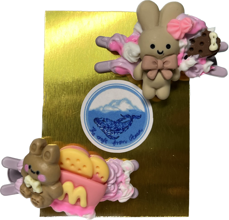 Creamy Bunny Hair Clips