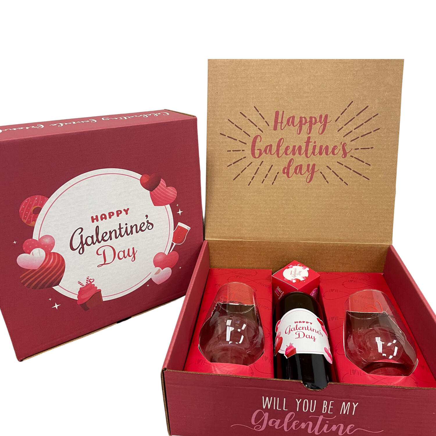 Galentine&#39;s Day Gift Boxes And 2 Glasses