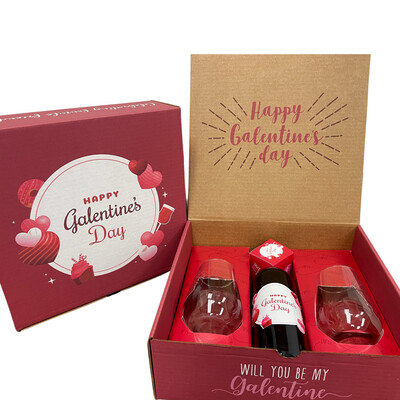 Galentine's Day Gift Boxes And 2 Glasses