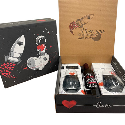 Valentine's Day Gift Boxes And 2 Glasses