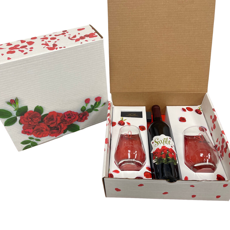 Flower Gift Box w/2-Glasses