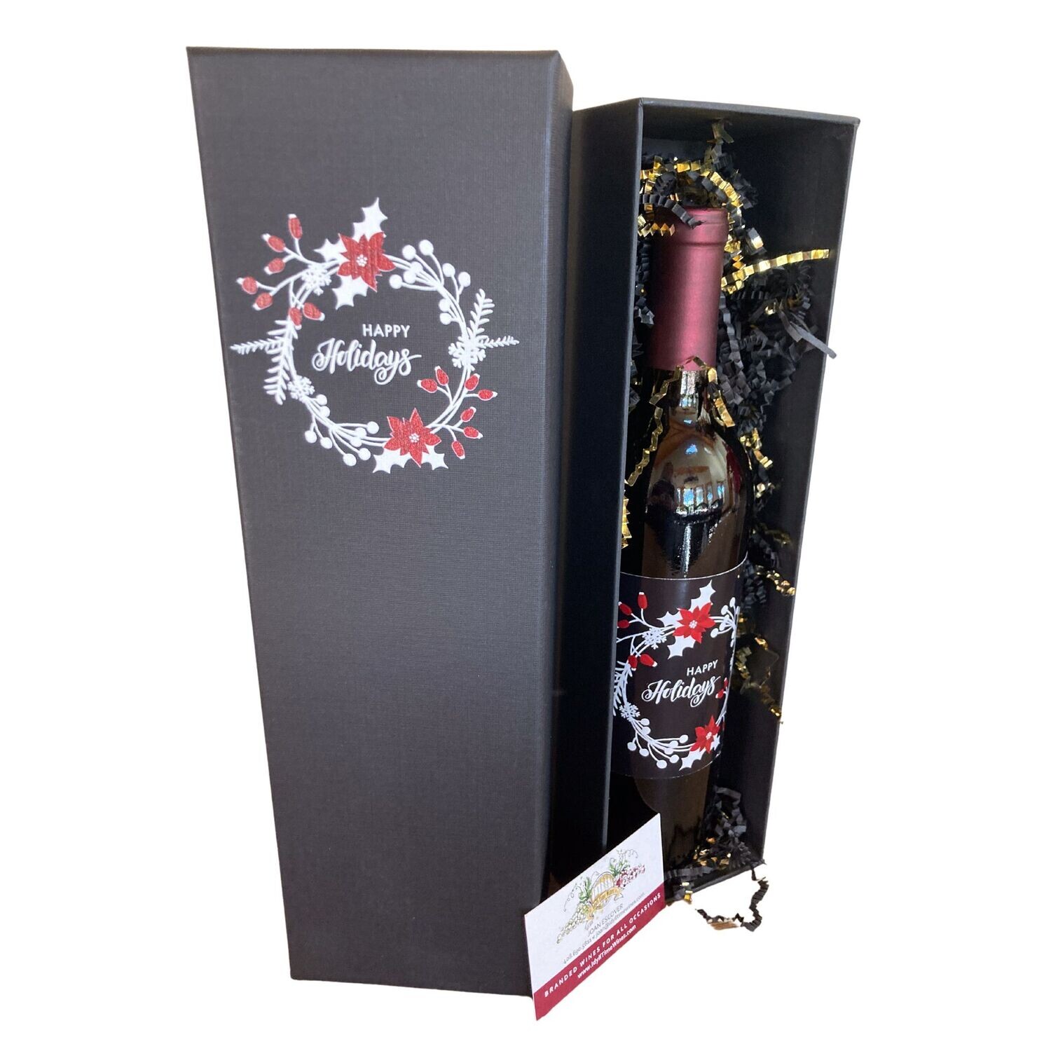 Single Bottle Happy Holidays Gift Box