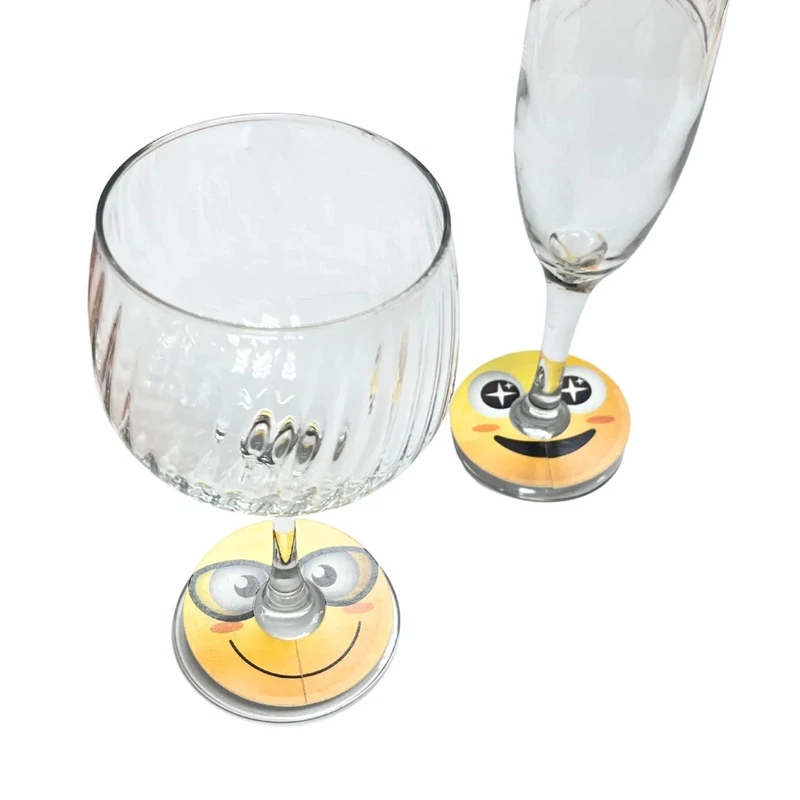 Emoji Wine Rings - Set of 8 Paper Stemware Charms Emoji Wine Rings - Set of 8 Paper Stemware Charms