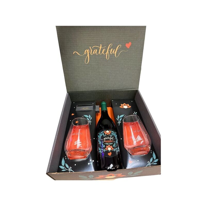Gratitude / Admin's Day - Toasting Gift Boxes with Corkscrew and 2 Glasses