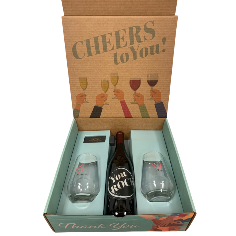 You Rock! - Toasting Gift Boxes with Corkscrew and 2 Glasses