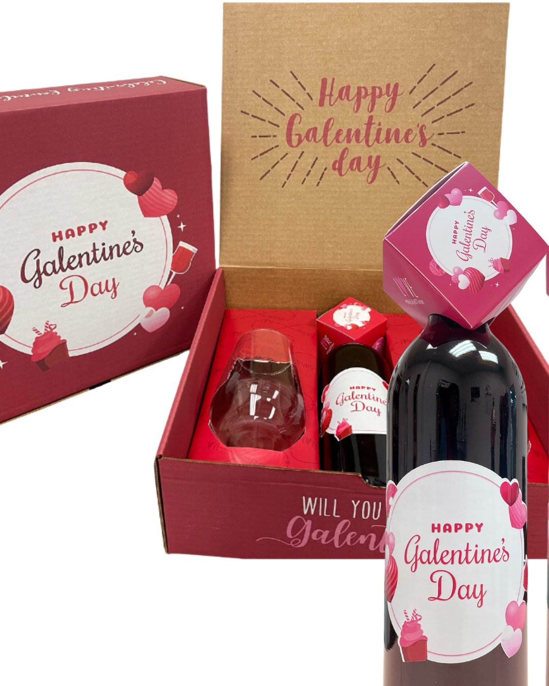 Galentine&#39;s Day Gift Boxes And 2 Glasses