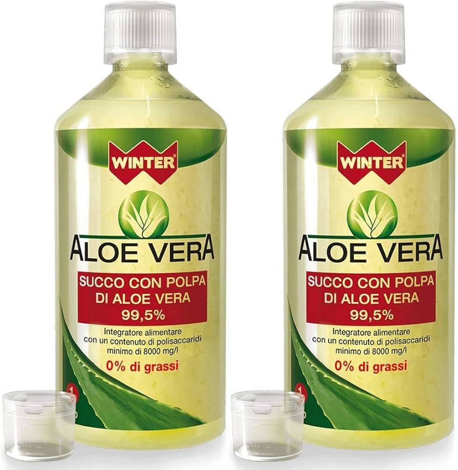 Aloe vera Winter succo e polpa 99,5% - 2 bottiglie da 1 litro