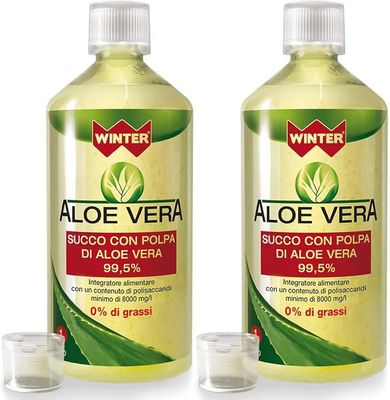 Aloe vera Winter succo e polpa 99,5% - 2 bottiglie da 1 litro