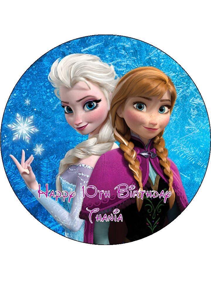 Disney Frozen Anna & Elsa Edible Birthday Cake Topper