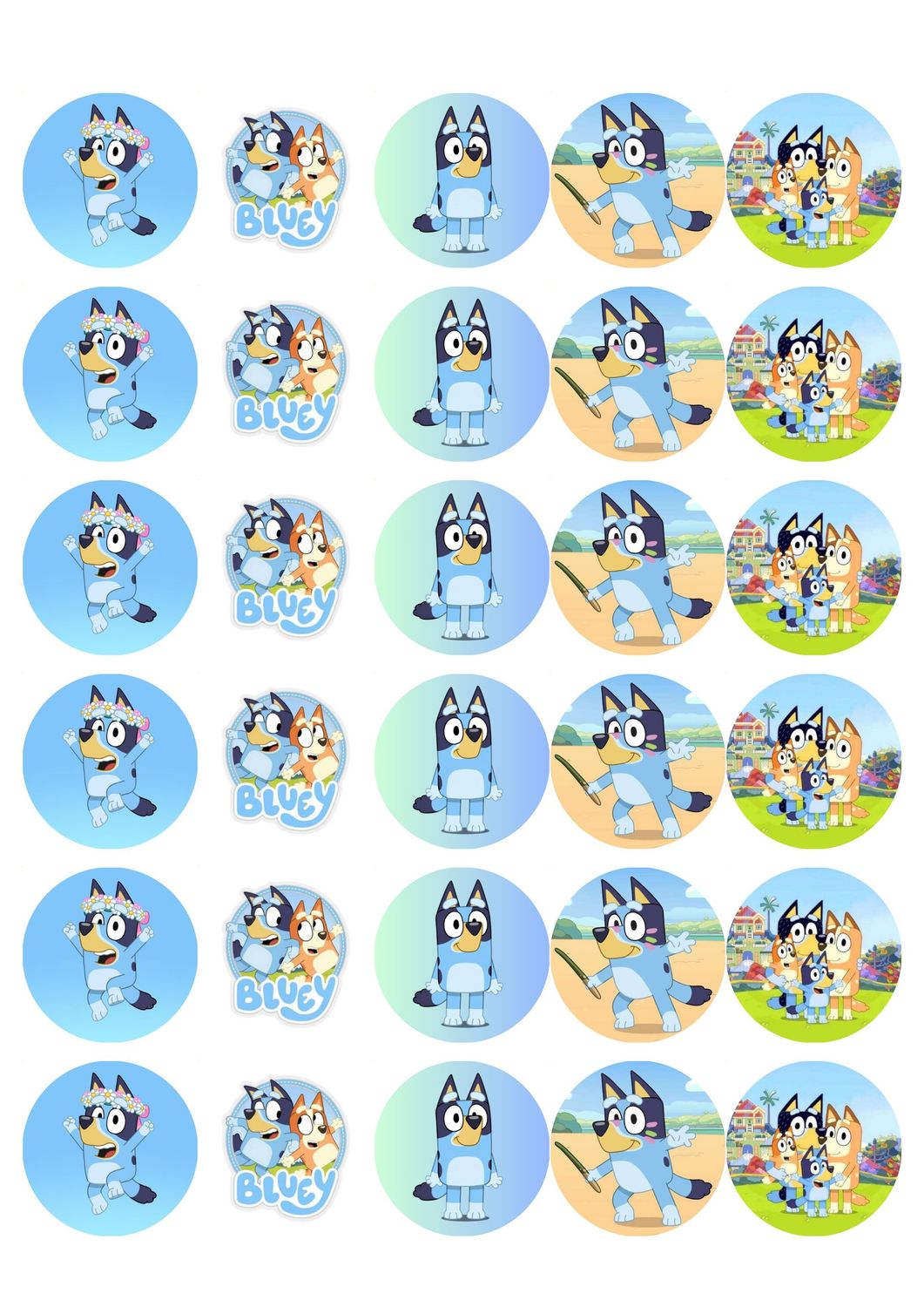 30 Bluey Edible Cupcake | Fairy Cake Toppers Decorations