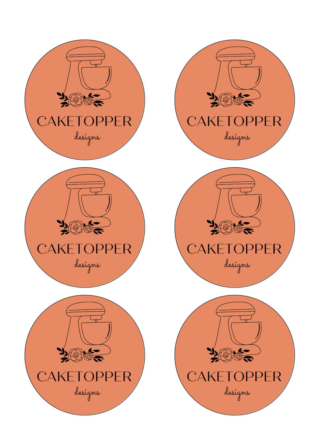 6 Corporate Logo Edible Cupcake Toppers.