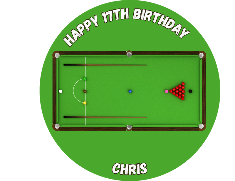 Snooker Table Edible A4 Size Birthday Cake Topper