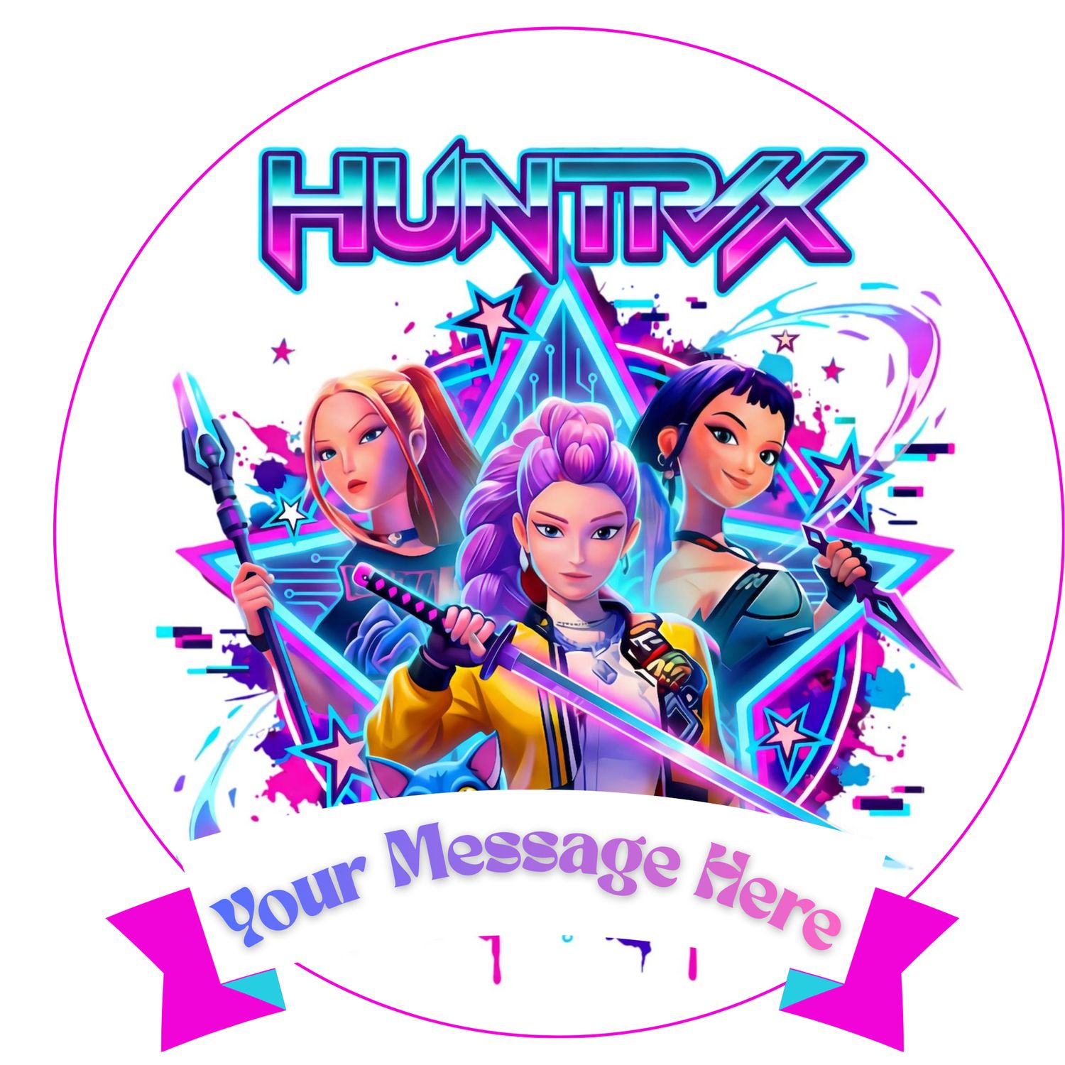 K Pop Demon Hunters | Huntrix Saga Edible Birthday Cake Topper K Pop Demon Hunters | Huntrix Saga Edible Birthday Cake Topper